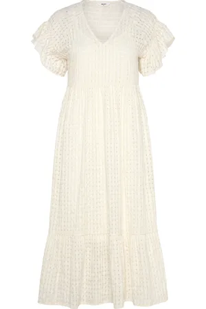 Object Objvita S/S Long Dress Rep Knelang Kjole Cream