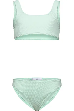 MANGO Textured Bikini Bikini Green