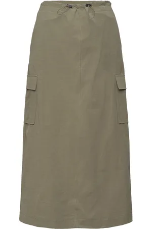 MANGO Midi-Skirt With Cargo Pockets Knelangt Skjørt Khaki Green