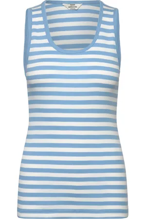 Mads Norgaard 2X2 Cotton Stripe Amour Tank Top Tops T-shirts & Tops Sleeveless Blue