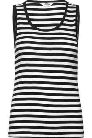 Mads Norgaard 2X2 Cotton Stripe Amour Tank Top Tops T-shirts & Tops Sleeveless Black
