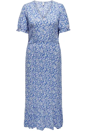 ONLY Carchianti S/S Long Dress Wvn Noos Knelang Kjole Blue