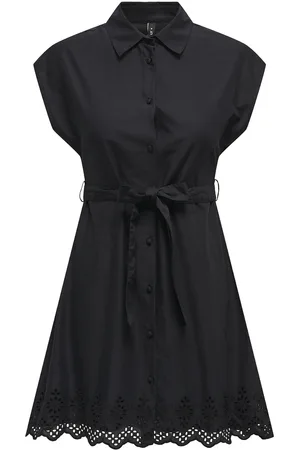 ONLY Onllou Life Emb S/S Shirt Dress Ptm Kort Kjole Black
