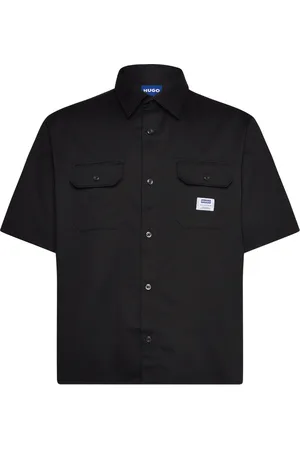 Hugo Blue Ekyno Tops Shirts Short-sleeved Black