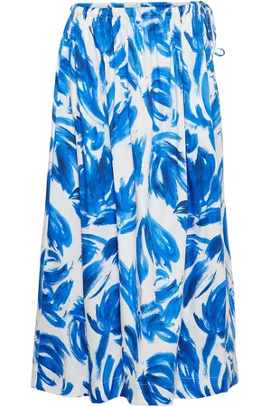 MSCH Mschsinaia Diselle Skirt Aop Knelangt Skjørt Blue