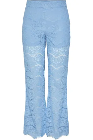 Y.A.S Larisso Hw Lace Pants - Show Bottoms Trousers Flared Blue