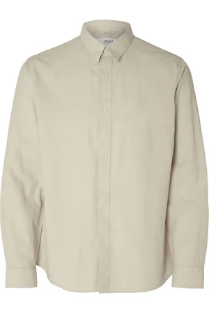 SELECTED Slhregnew-Linen Shirt Ls Classic Tops Shirts Casual Beige