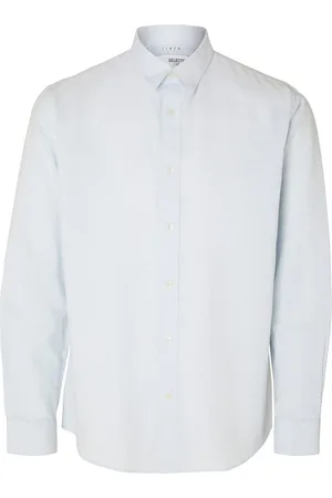 SELECTED Slhregnew-Linen Shirt Ls Classic Tops Shirts Casual Blue
