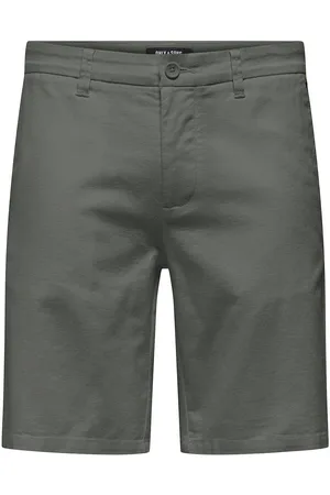 Only & Sons Onsmark 0011 Cotton Linen Shorts Noos Bottoms Shorts Chinos Shorts Grey