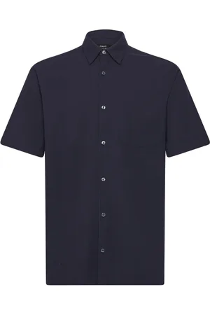 Mads Norgaard Grida Cotton Victor Shirt Ss Tops Shirts Short-sleeved Blue