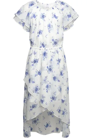 Lindex Dress High And Low Chiffon Wit Dresses & Skirts Dresses Casual Dresses Short-sleeved Casual Dresses Blue