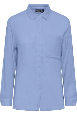 Pieces® Pcmastina Ls Relaxed Shirt Tops Shirts Long-sleeved Blue