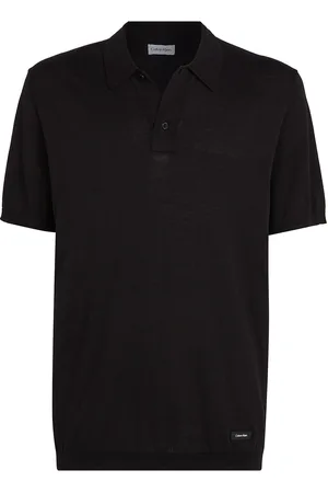 Calvin Klein Cotton Silk Polo Shirt Tops Knitwear Short Sleeve Knitted Polos Black