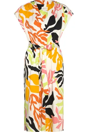 GANT Rel Palm Print Ss Dress Knelang Kjole Yellow