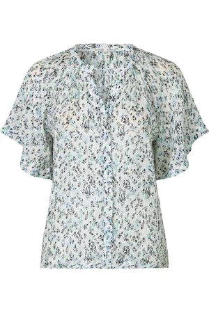 Second Female Elle Shirt Tops Blouses Short-sleeved Blue