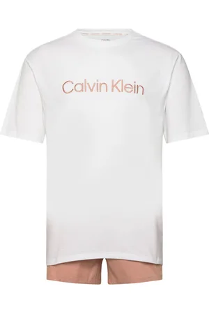 Calvin Klein S/S Short Set Tops T-shirts & Tops Short-sleeved White