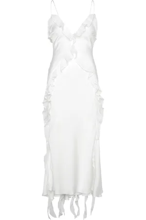Bardot Marsella Ruffle Midi Dress Knelang Kjole White