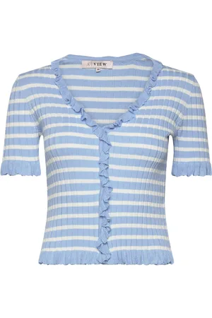 A-View Fabia Ss Tee Tops Knitwear Jumpers Blue