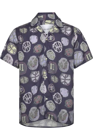 Les Deux Artist Aop Ss Shirt Tops Shirts Short-sleeved Navy