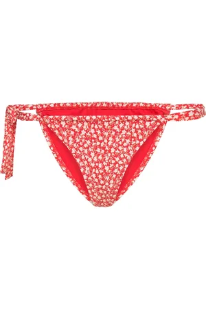 MANGO Classic Floral Bikini Bottoms Swimwear Bikinis Bikini Bottoms Side-tie Bikinis Red