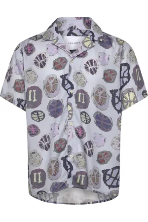 Les Deux Artist Aop Ss Shirt Tops Shirts Short-sleeved Purple