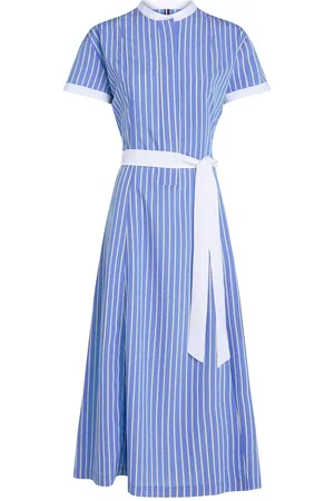 Tommy Hilfiger Stripe Ss Midi Dress Knelang Kjole Blue