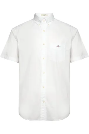 GANT Reg Classic Poplin Ss Shirt Tops Shirts Short-sleeved White