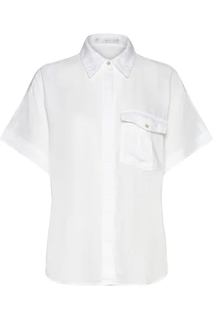 MANGO Pocket Linen Shirt Tops Shirts Linen Shirts White