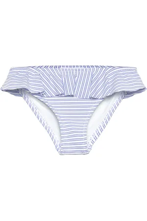 MANGO Striped Bikini Bottom Bikini Blue