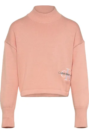 Calvin Klein Monogram Off Placed Sweater Tops Knitwear Pullovers Pink