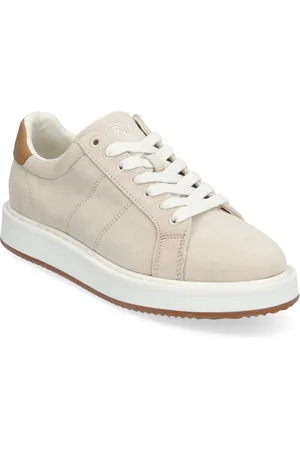 Ralph Lauren Angeline Iv Suede & Leather Sneaker Lave Sneakers Beige