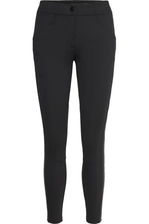 Ralph Lauren Faux-Leather-Trim Ponte Jodhpur Pant Bottoms Trousers Slim Fit Trousers Black