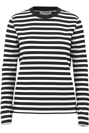 SELECTED Slfessential Ls Striped O-Neck Tee Noos Tops T-shirts & Tops Long-sleeved Black