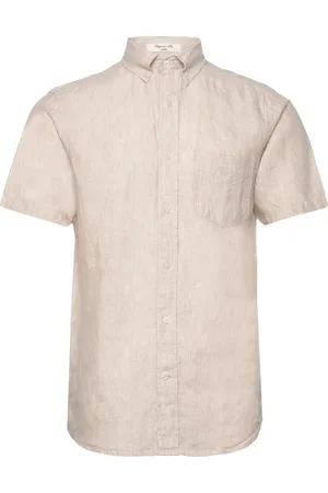 GANT Reg Linen Ss Shirt Tops Shirts Short-sleeved Beige