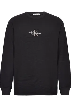 Calvin Klein City Grid Ls Tee Tops T-shirts Long-sleeved Black