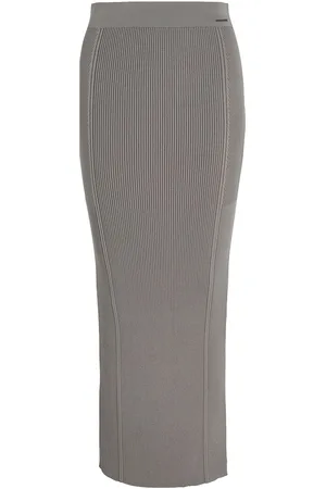 Calvin Klein Two T Rib Column Skirt Langt Skjørt Grey