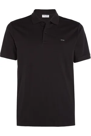 Calvin Klein Smooth Cotton Slim Polo Tops Polos Short-sleeved Black