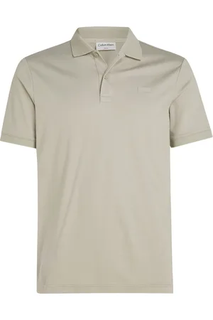 Calvin Klein Smooth Cotton Slim Polo Tops Polos Short-sleeved Green