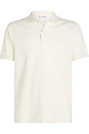 Calvin Klein Smooth Cotton Slim Polo Tops Polos Short-sleeved White