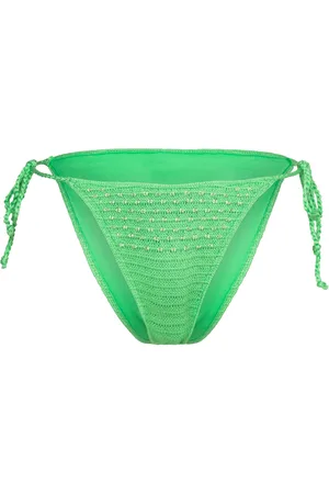 MANGO Beaded Crochet Bikini Bottoms Swimwear Bikinis Bikini Bottoms Side-tie Bikinis Green