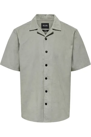 Only & Sons Onsbarett Reg Wash Cord Ss Resort Shirt Tops Shirts Short-sleeved Grey