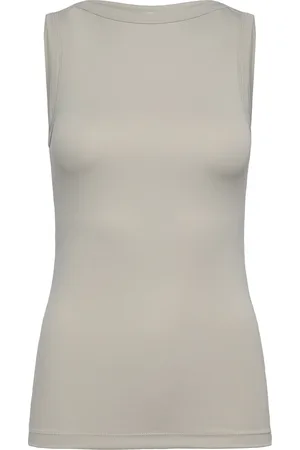 Calvin Klein Stretch Jersey Slim Tank Top Tops T-shirts & Tops Sleeveless Beige