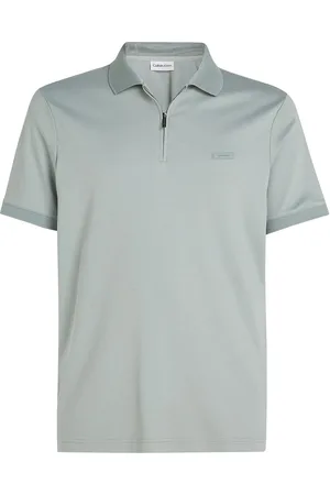 Calvin Klein Liquid Touch Welt Zip Polo Tops Polos Short-sleeved Grey