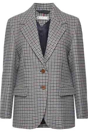 Tommy Hilfiger Over D Wool Check Sb Blazer Blazers Single Breasted Blazers Black