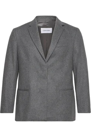 Calvin Klein Flannel Wool Tailored Blazer Blazers Single Breasted Blazers Grey