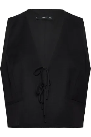 MANGO Gilet With Tie Closure Blazers Sleeveless Blazers Black