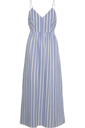 MANGO Cut-Out Back Striped Dress Maxikjole Festkjole Blue