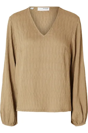 SELECTED Slfquinn Ls Top At Tops T-shirts & Tops Long-sleeved Beige