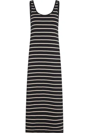 MANGO Cut-Out Striped Dress Maxikjole Festkjole Black