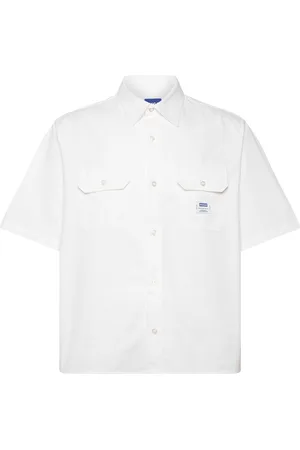 Hugo Blue Ekyno Tops Shirts Short-sleeved White
